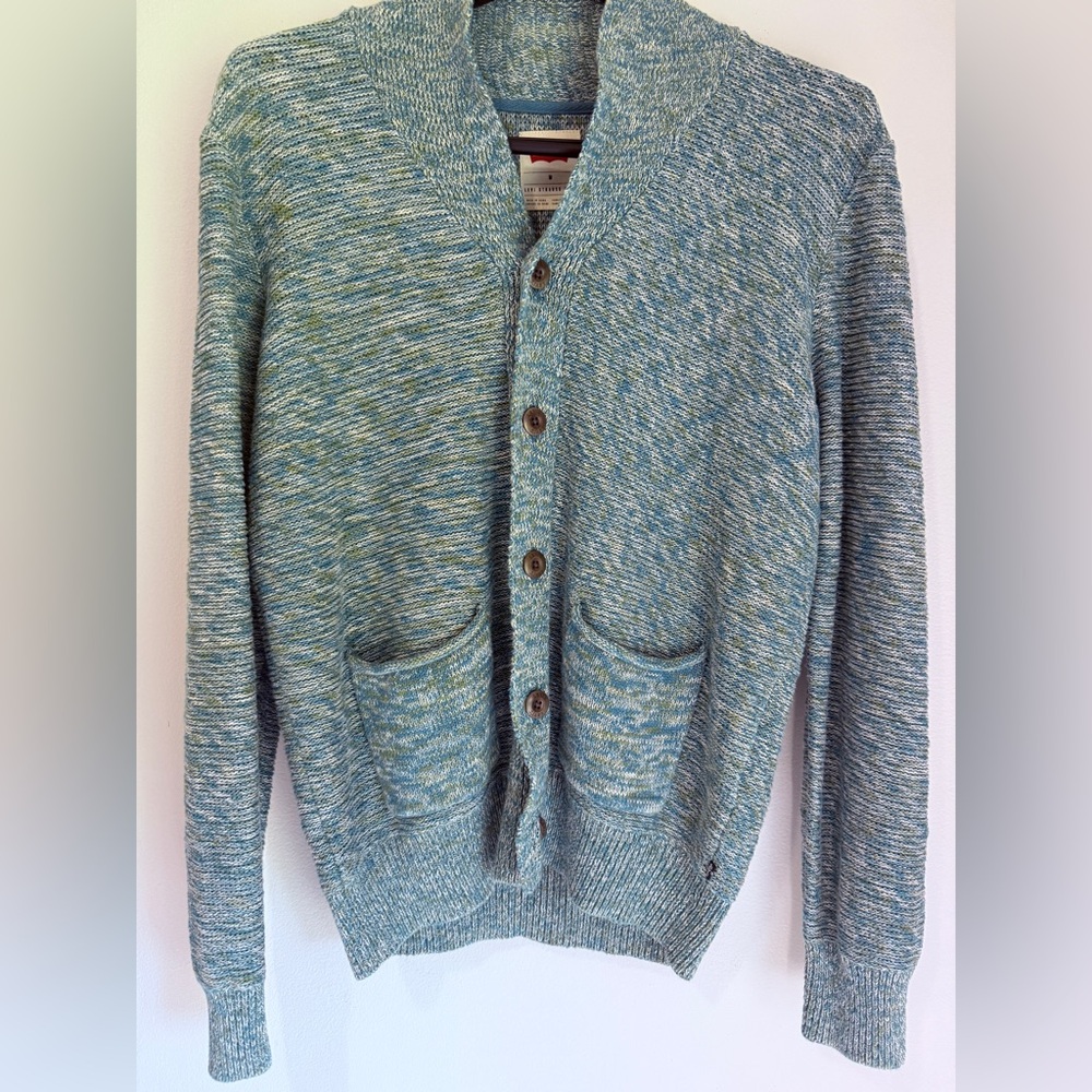 Signature by Levi Strauss Men's Teal Cardigan Sweater - Picture 3 of 10